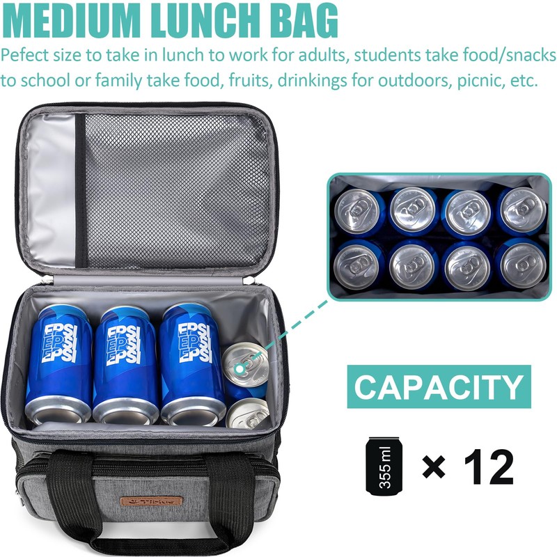 Tiblue Insulated Reusable Lunch Box for Office Work School Picnic