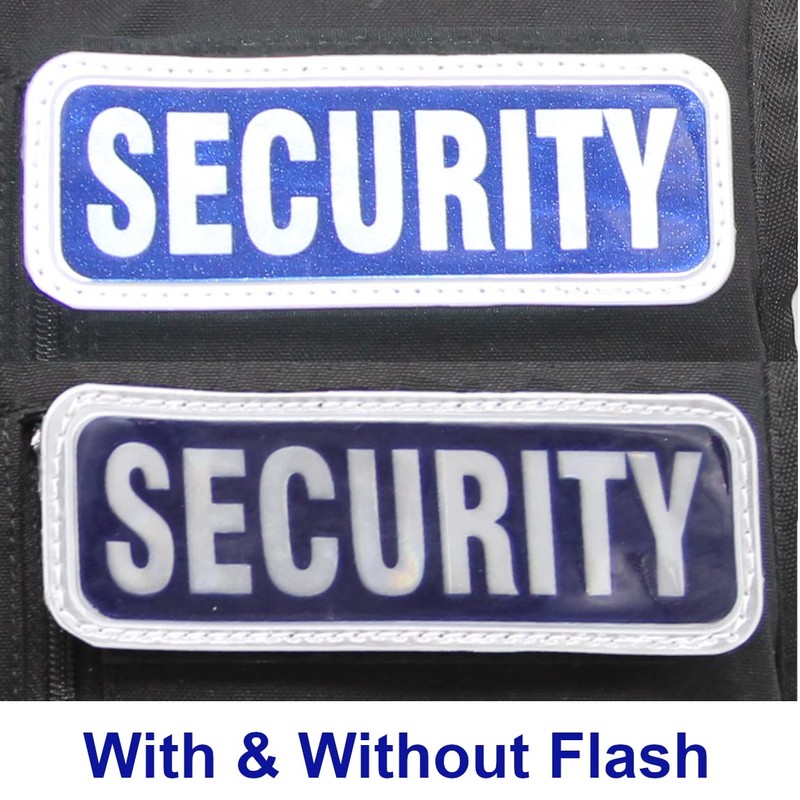 Small Dark Blue Reflective Security Badge with Front Hook and