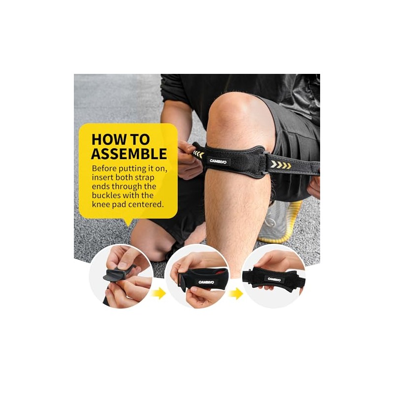 CAMBIVO 2 Pack Patella Tendon Knee Strap for Meniscus Tear
