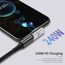 Duttek USB C 90 Degree Adapter 240W, USB C Right Angle Adapter, 90 Degree USB C Adapter Male to Female with 40Gbps Data Transfer 8K@60Hz Video Display for Thunderbolt4/3, Laptop, Tablet, Phone 2 Pank