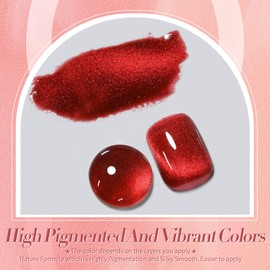 BORN PRETTY Magnetic Nail Gel, Colored Gel, Red, 15ML, Red Cat Eye Effect, Cat Eye Gel, Fine Particle Glitter, Diamond Gel, with Magnet, Dazzling Shine