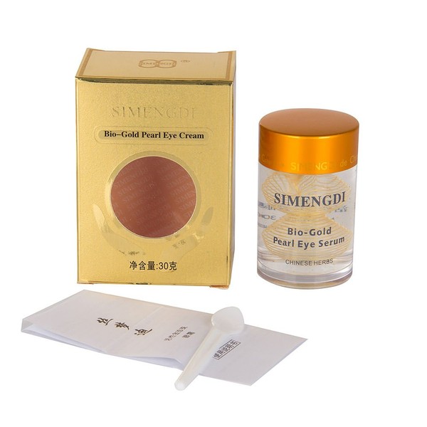 Simengdi Silk Essence Eye Serum – Bio Gold Pearl Gel for Dark Circles and Eye Puffiness – Anti Aging, Anti Wrinkle and Cell Renewal Serum - Chinese Herbs and Pearl Powder 1 Ounce