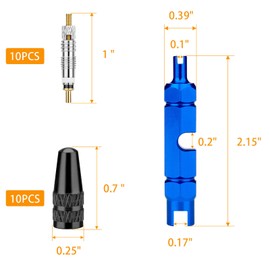 Presta Valve Core Bike Kit - 21 Pieces, Stem Removal Tool, Brass Valve Cores and Stem Caps | Petutu