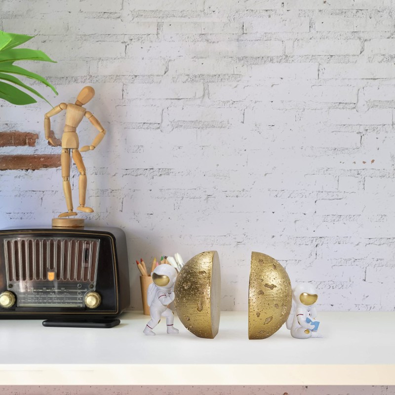 Banllis Heavy Duty Astronaut Bookends, Space-Themed Book Ends for Kids