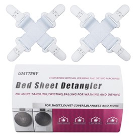 Umttery Bed Sheet Detangler, Keep Bed Sheets/Duvet Covers/Blankets from Tangling, Twisting & Balling in Washer and Dryer, 2 pcs(White)