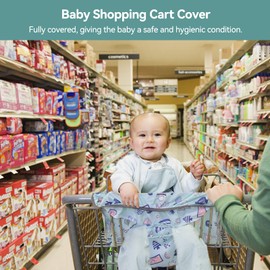 Shopping Cart Cover for Baby, 2-in-1 Silk Grocery Cart Cover and High Chair Cover 25.5 X 13.7 X 15.7 Inch