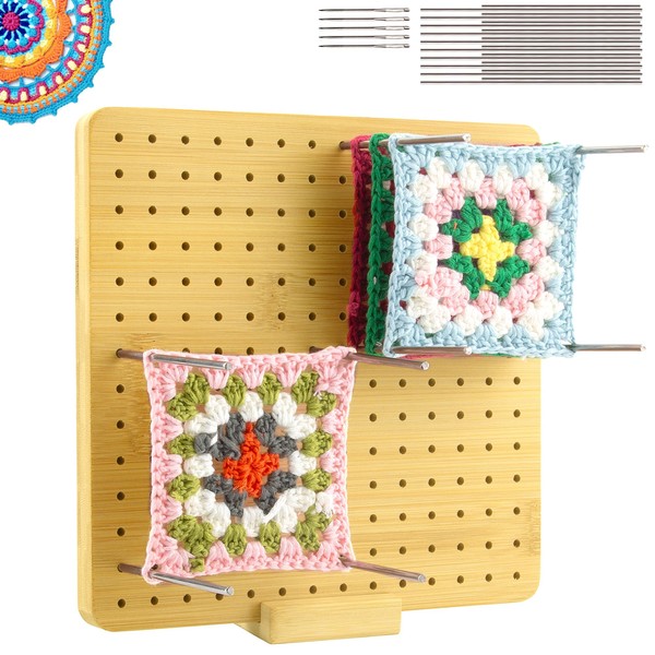 Locking Board for Granny Square, Handcrafted Wooden Blocking Board, and