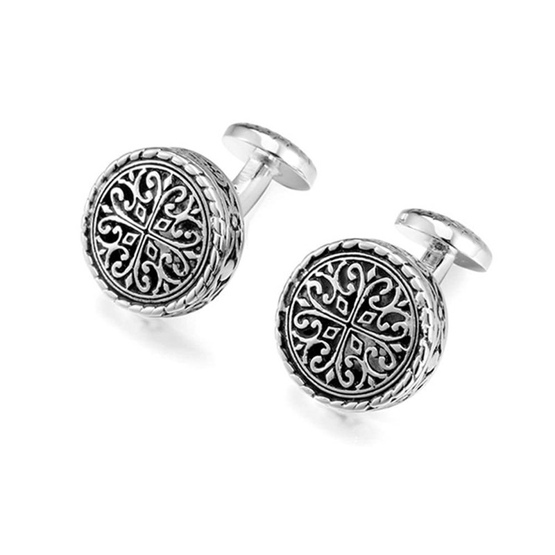 Classic Cufflinks, Men's, Stainless Steel, Gold, Silver, 0.7 inches (19.5