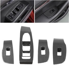 4 Pieces Door Window Switch Trim Carbon Fibre Style Replacement for 3 Hatchback 3 Saloon CX30