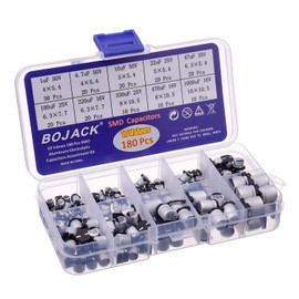 BOJACK 10 Values 180 Pcs 1uF ~ 1000uF SMD Aluminum Electrolytic Capacitors Assortment Kit