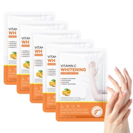 5 x Hand Care for Dry Ageing Cracked Hands for Women and Men, Exfoliating Hand Masks with Vitamin C, Exfoliating Hand Masks, Nourishing and Softening Hand Care, Rejuvenating Hand Mask