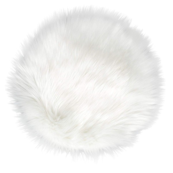 IVON 4pcs 15.5'' White Round Faux Fur Rug, Fluffy Soft
