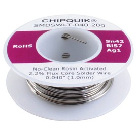 Chip Quik SMDSWLT.040 20g Sn42/Bi57/Ag1 2.2% Flux Core Solder Wire 1.0mm 20g