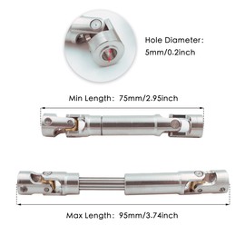 HOPLEX Universal Stainless Steel Drive Shaft Heavy-Duty Driveshafts for Axial SCX10 90046 AXI03007 TRX4 Redcat Gen8 1/10 RC Car Crawler Upgrade 75mm-95mm(1PC)