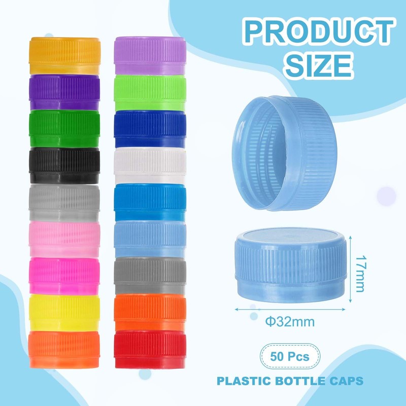 sourcing map 50pcs Plastic Bottle Caps, 30mm Bottle Screw Lid