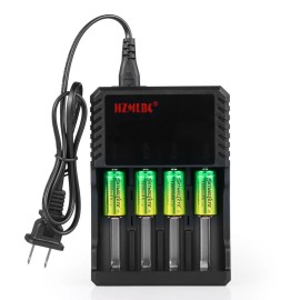 SkyWolfEye 4pcs SkyWolfEye 16340 Battery 3.7V 1800mAh Li-Ion Rechargeable +4 Slot Charger