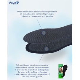 Vaya Medical Insoles with Activated Carbon for Women and Men Anti-Sweat Anti-Odor Sport Insole Breathable Size 39 Vaya Activo