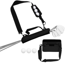 ZTFT Golf Club Holder Golf Bag Practice Lightweight Caddy Bag Compact Size Commuter Men Women Practice Range Golf Course Adjustable Shoulder Strap with Closure (Black)