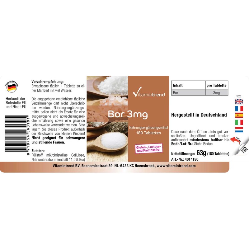 Boron 3 mg - 180 Tablets For 6 months. Vegan