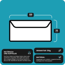 Pack of 100 Ecru DIN Long Envelopes Peel and Seal without Window 110 x 220 mm 130 g Flora Anice Elegant Envelopes Recycled Envelopes DL High Quality for Wedding Invitations Thank You Cards Greeting