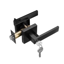 STARPY Matte Black Door Handle,Entry Door Lever for Bedroom,Exterior and Interior Door Knob with Lock