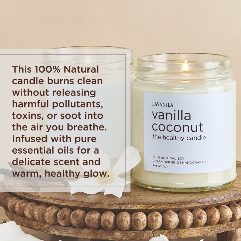Lavanila Vanilla Coconut Scented Natural Soy Candle (2-Pack) - Handcrafted,