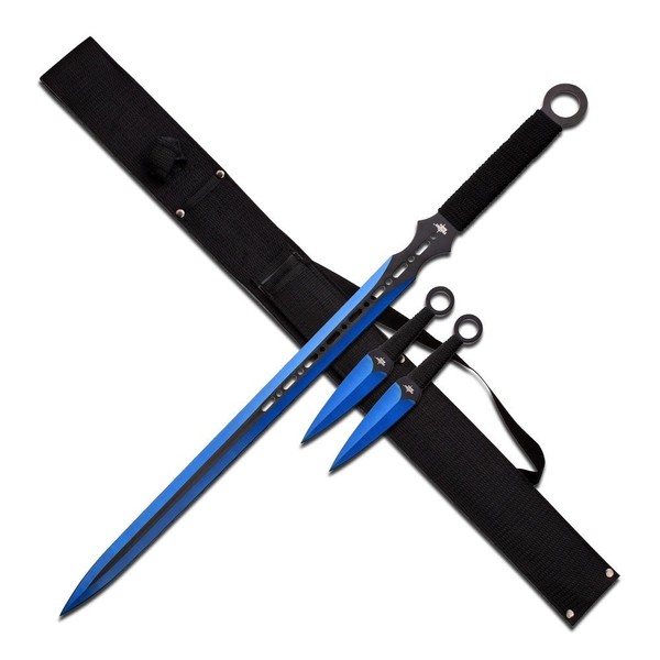 Snake Eye Full Tang Tactical Blade Katana/Ninja Sword/Machete/Throwing Knife, 27-Inch (Blue)