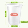LATERN 24Pcs Plastic Food Containers with Lids, 720ml /24oz Reusable