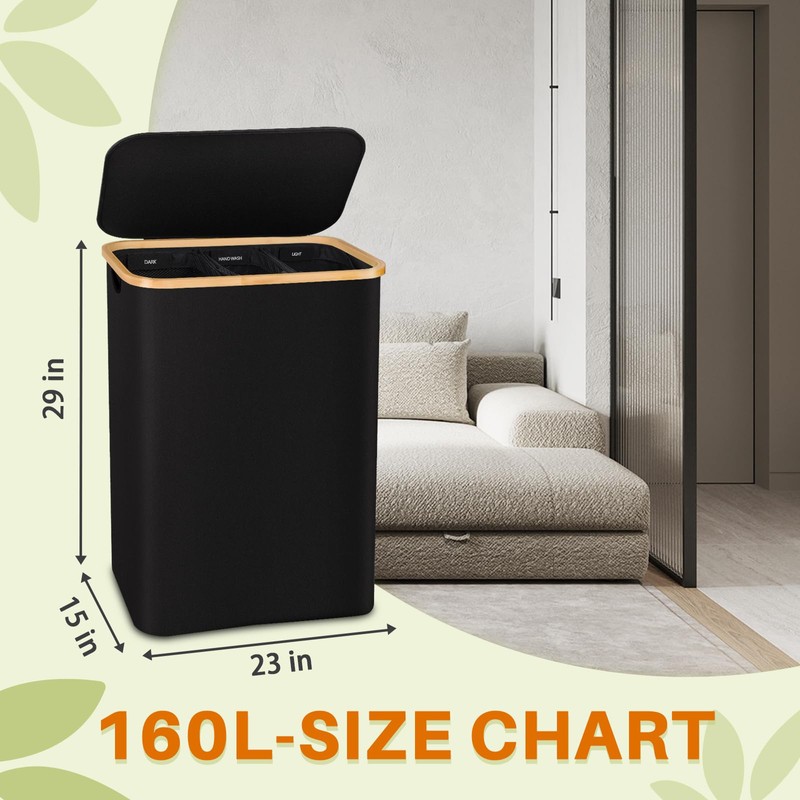 Laundry Hamper 3 Section, 160l Extra Large Hampers For Laundry