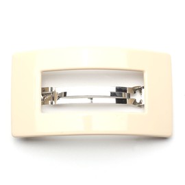 QinGoo Large Barrette, Hair Clip, Cream, Hair Clip, Adult, Hair Accessories, Cute, Stylish, Korean, Women's, 1 Piece (3.3 x 1.8 inches (8.5 x 4.5 cm), White
