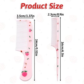 Walquicks 2PCS Small Cute Hair Comb, Mini Hair Combs Set for Women Girls Kids, Baby Wide Tooth Rat Tail Comb Portable Travel Toddler Hair Comb, Hairdressing Hair Styling Combs for Wet Dry Curly (Beige)