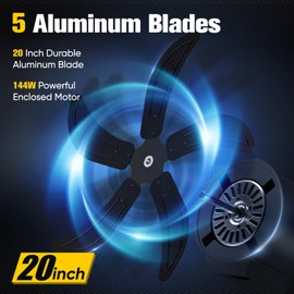 YESERLl 20 Inch Oscillating Wall Mount Fan, Wall Fan with 3 Speed Adjust,4700 CFM outdoor wall mount fan，1700RFM outdoor for Warehouse, Garage, Workshop, Patio,Factory and Basement,Black