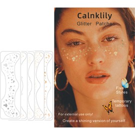 Calnklily 12-Piece Premium Gold & Silver Facial Glitter Patches – Glitter Freckle Facial Temporary Tattoos for a Radiant Makeup Look (Gold & Silver), Designed Exclusively for Women. (Stardust Murmurs)