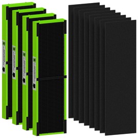 FLT4825VO Filter B Toxin Absorber Replacement Compatible with G-Guardian AC4825, AC4300, AC4900, AC4825DLX, AC4850 Air Purifier, 4 High Efficiency Filters + 8 Activated Carbon Pre-Filters, Green