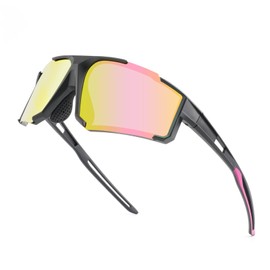 Solsun Polarized Cycling Sunglasses: Wrap Around UV Protection, Sports for Men/Women, Black Frame-orange Lens, One Size