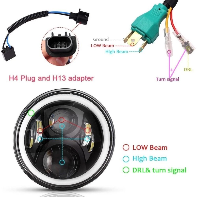 Bricologht 7" LED Headlight &Passing Lights For Harley-Davidson Electra Glide