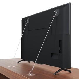 Paquete de 6 Correas de Seguridad para TV de Metal Ajustables de 42", Vinkqiado Anclajes de Pared para Muebles Adhesivos Anti-Volcadura Sin Taladro para Seguridad de Bebés, Para Asegurar Pantallas