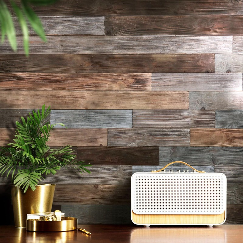 Holydecot Peel & Stick Real Wood Planks, Rustic Reclaimed Barn