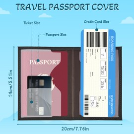 REEKNOKOL Passport Holder, Leather Passport Cover PU Passport Holder Travel Wallet for Passport, Credit Card, Ticket Card, Business Cards, Boarding Passes (Black)