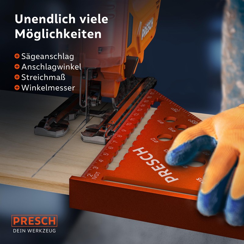 Presch Carpenter's Square 180 mm – Versatile Drill Gauge for