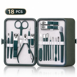 Stainless Steel Nail Care Kit for Manicure & Pedicure – 7–18 Piece Grooming Set with Storage Case for Home & Travel