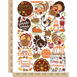 Thanksgiving Turkey Fall Autumn Temporary Tattoo Water Resistant Fake Body Art Set Collection - Color (One Sheet)