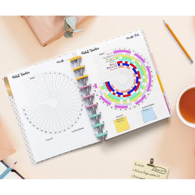 Habit Tracker Inserts for 9-Disc Planners (7 x 9.25 inches),