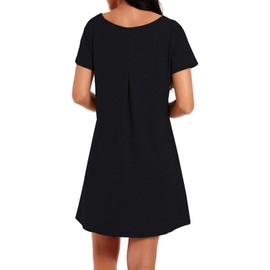 Alaster Women's 2025 Beach Tunic T Shirt Dress Loose Black Petite Casual Sundresses with Pocket for Women