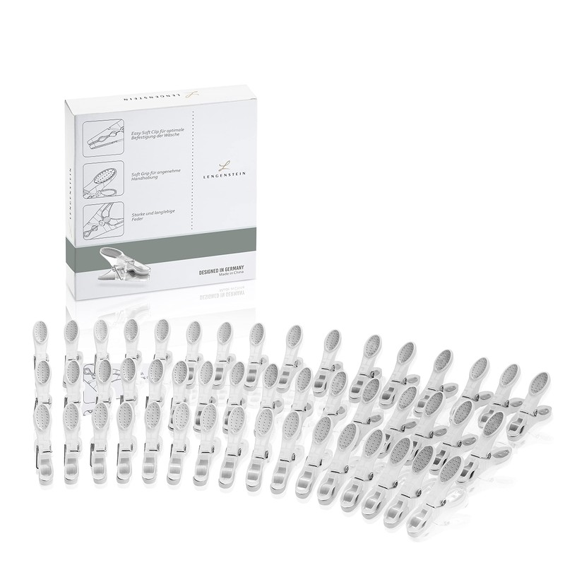 Lengenstein® 48 Plastic Clothes Pegs in Grey Premium Clothes Pegs