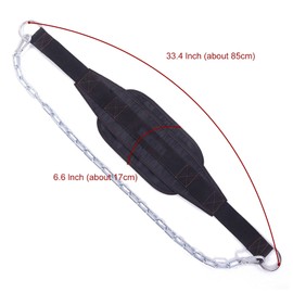 Neoprene Dip Belt - with Steel Chain and 2 Carabiners - for Weightlifting, Fitness, Protection for Back and Waist, Prevents Injuries, Strength Training