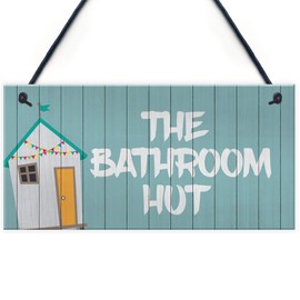 RED OCEAN Quirky Nautical Bathroom Sign THE BATHROOM HUT Beach Theme Toilet Sign