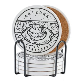 Onebttl Arizona Gifts Coaster Souvenir, Travel Homesick Gifts, Home Decor for Women, Moving, Housewarming, Set of 6, Ceramic, Absorbent with Cork Base