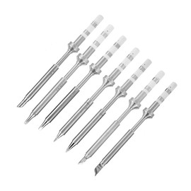Broco TS100 Soldering Iron Tip, 7 Pieces, Mini Stainless Steel Soldering Tips, Replacement for TS100 Soldering Iron, 7 Types TS-K, TS-KU, TS-B2, TS-I, TS-D24, TS-BC2, TS-C4