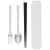 Tatsumiya 3302 3-Piece Set, Chopsticks, Spoon, Fork, White, Size: Approx.